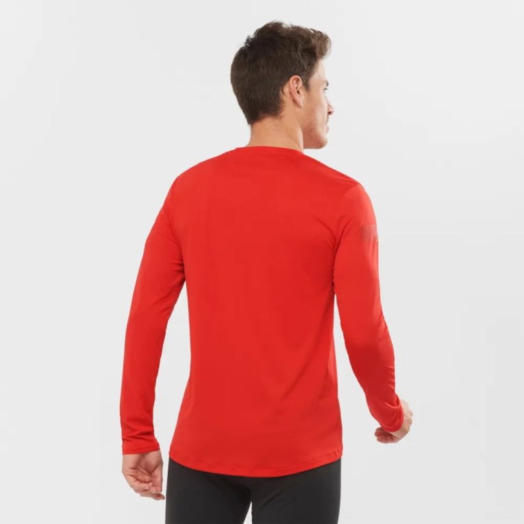 Salomon Agile Long Sleeve Men's T-Shirts Red | CA 93N51